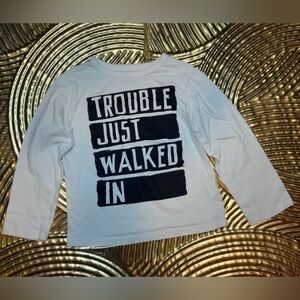 The Children's Place White Long Sleeve Tee with Black Print